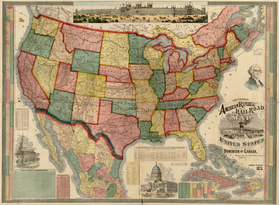 Centennial American Republic and railroad map