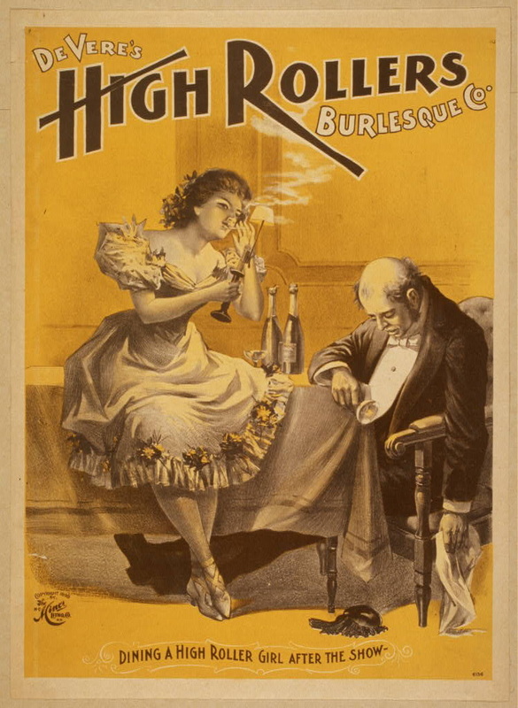 public domain vintage poster DEVERE'S HIGH ROLLERS BURLESQUE CO